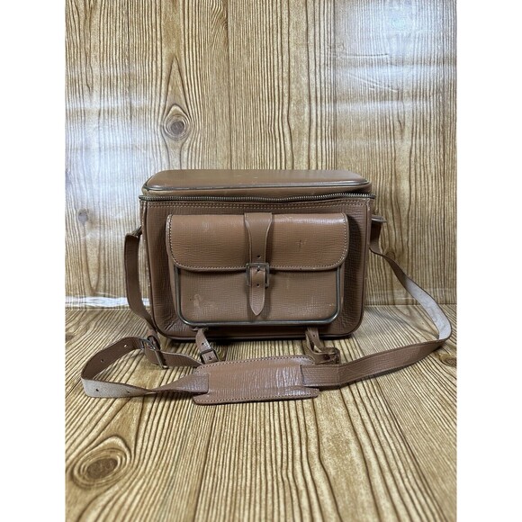 Vintage Alpex Camera Bag With Strap Brown Genuine Leather Made In Japan - Picture 1 of 16